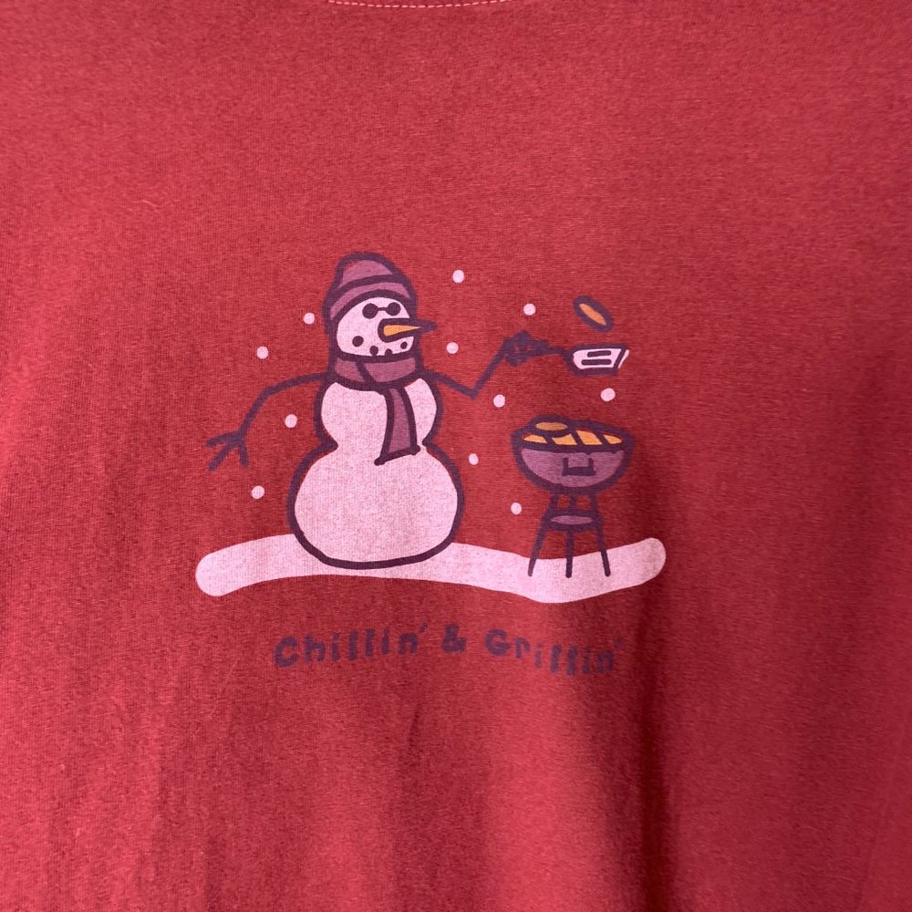 Life is Good Snowman Grilling Long Sleeve Shirt - Picture 2 of 4